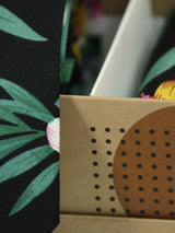 Black Floral Necktie & Pocket Square Giftset - TOSSIDO
