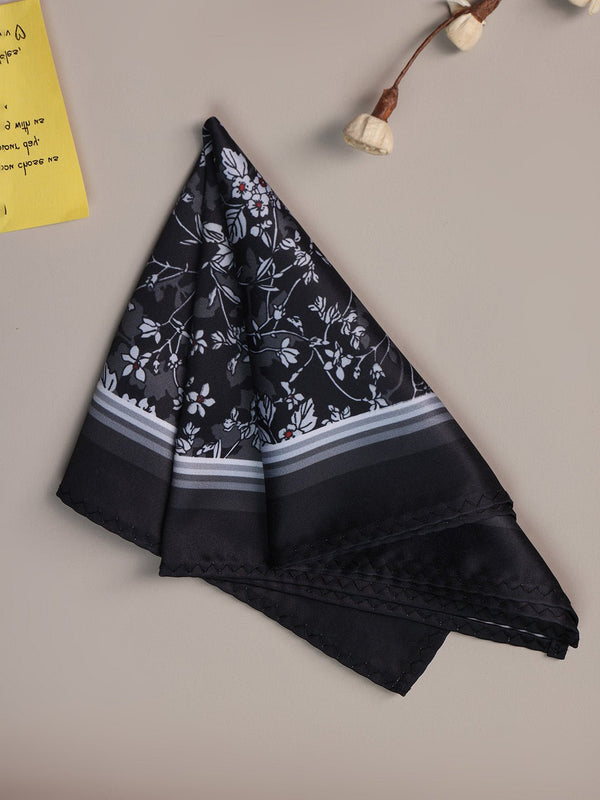 Black Floral Pocket Square - TOSSIDO