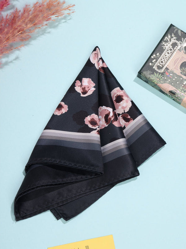 Black Floral Pocket Square - TOSSIDO