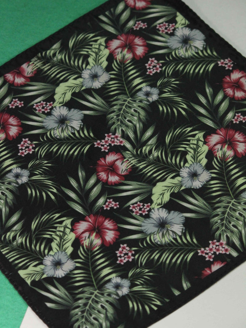 Black Floral Pocket Square - TOSSIDO