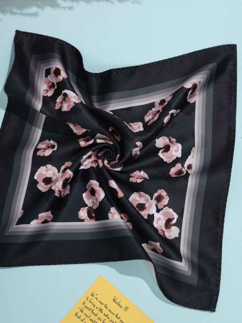 Black Floral Pocket Square - TOSSIDO