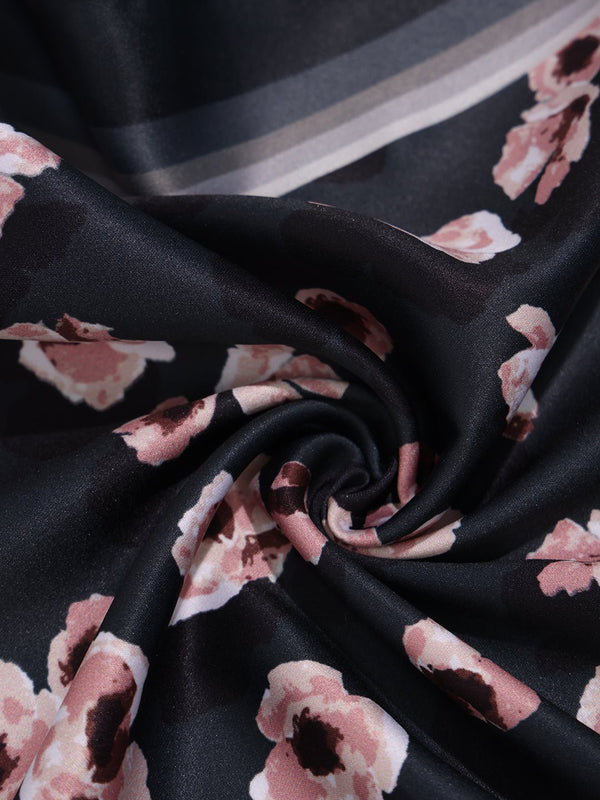 Black Floral Pocket Square - TOSSIDO
