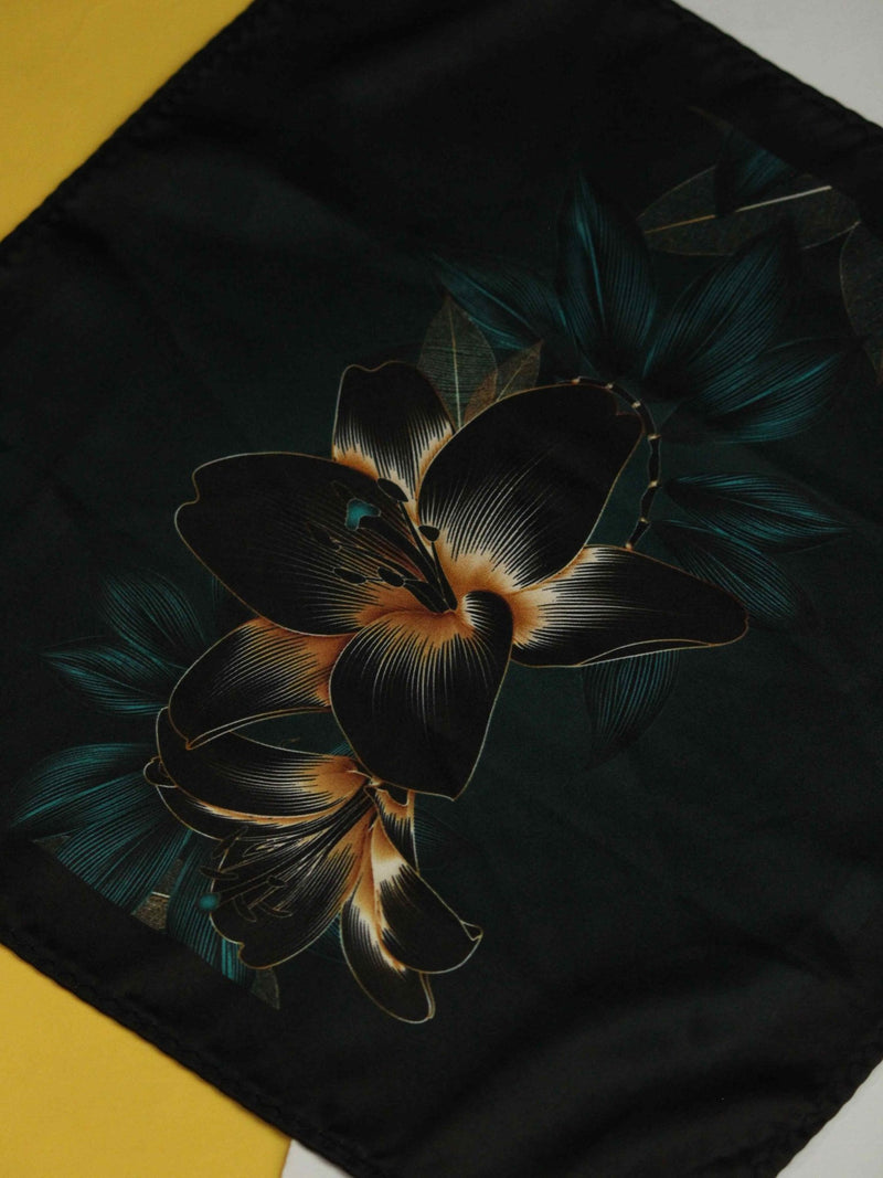 Black Floral Pocket Square - TOSSIDO