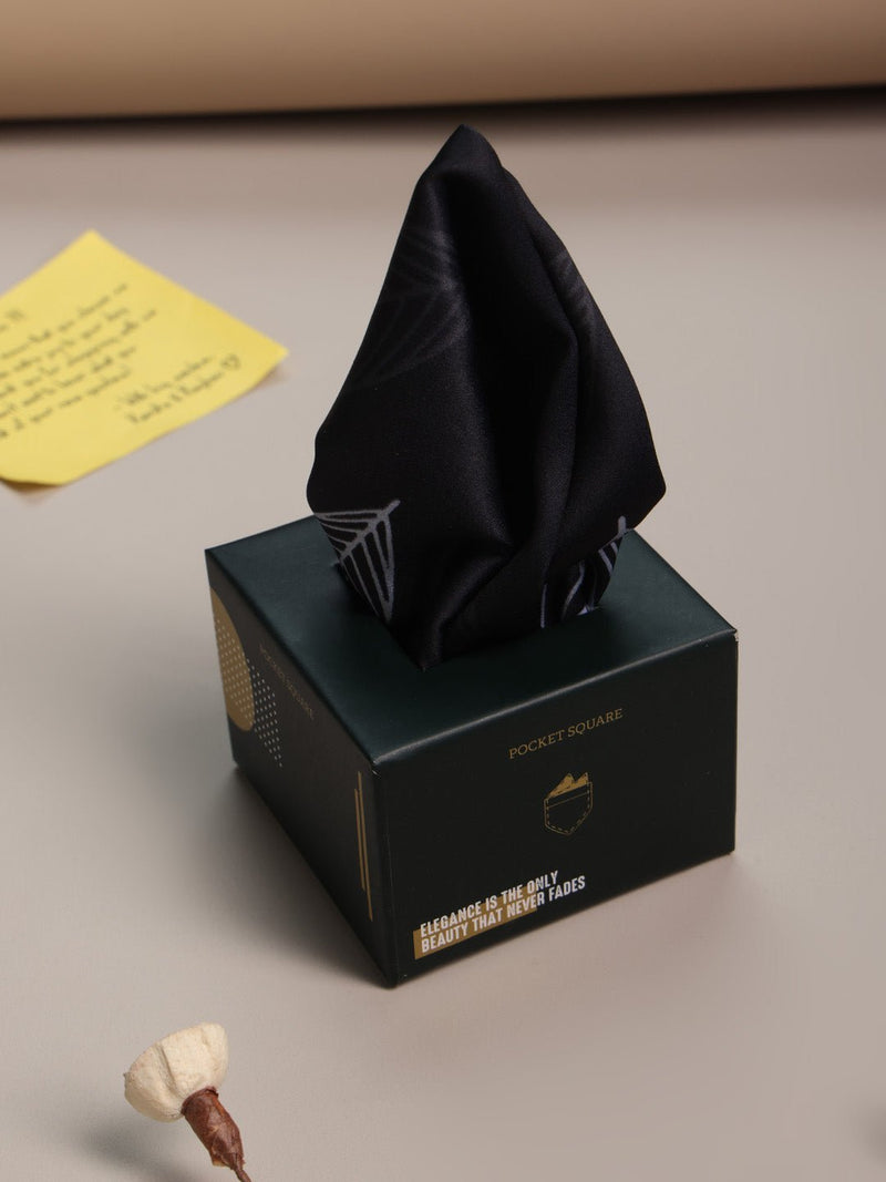 Black Floral Pocket Square - TOSSIDO