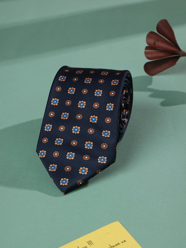 Black Floral Printed Necktie - TOSSIDO