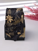 Black Floral Printed Necktie - TOSSIDO