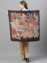 Black Floral Scarf & Scarf Bag Set - TOSSIDO
