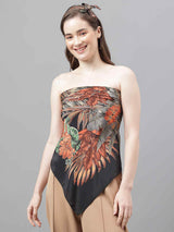 Black Floral Scarf & Scarf Bag Set - TOSSIDO