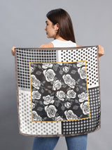 Black Floral Short Scarf - TOSSIDO