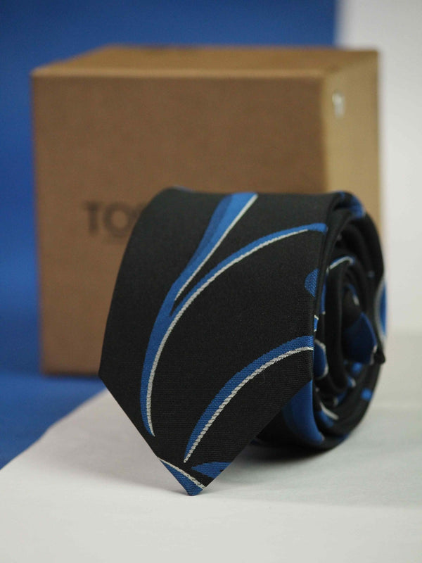 Black Floral Skinny Necktie - TOSSIDO