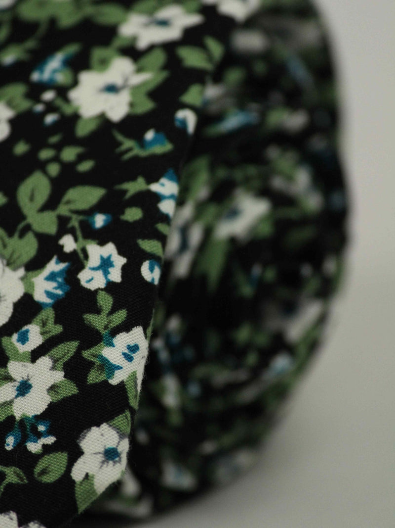 Black Floral Skinny Necktie - TOSSIDO