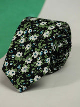 Black Floral Skinny Necktie - TOSSIDO
