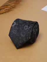 Black Florals Teflon Silk Necktie - TOSSIDO
