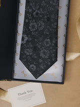 Black Florals Teflon Silk Necktie - TOSSIDO