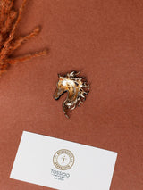 Black Flowing Mane Horse Head Brooch - TOSSIDO
