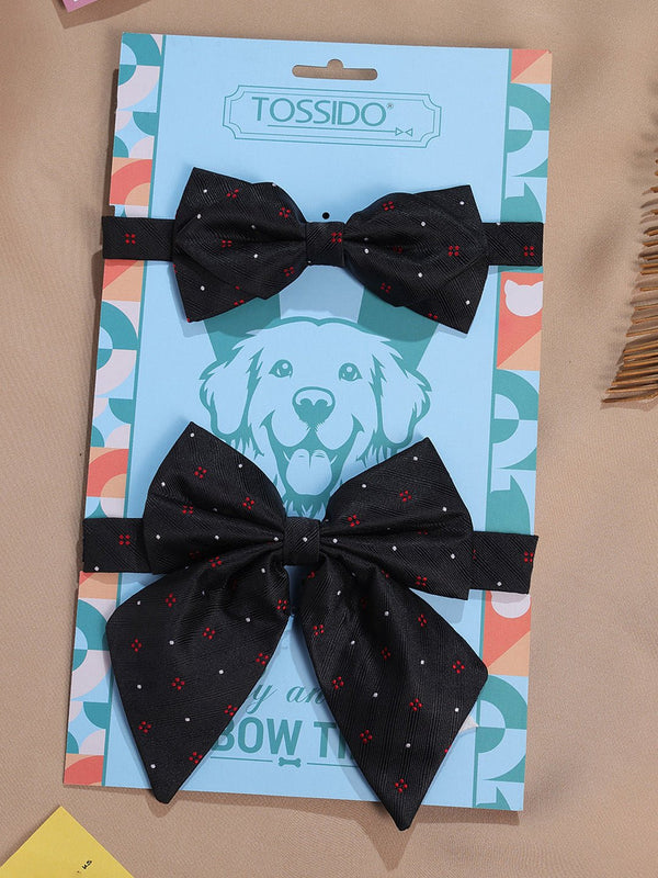 Black Geometric Bowtie Set for Men and Dogs - TOSSIDO