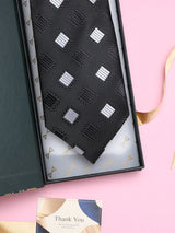 Black Geometric Broad + Long Necktie - TOSSIDO