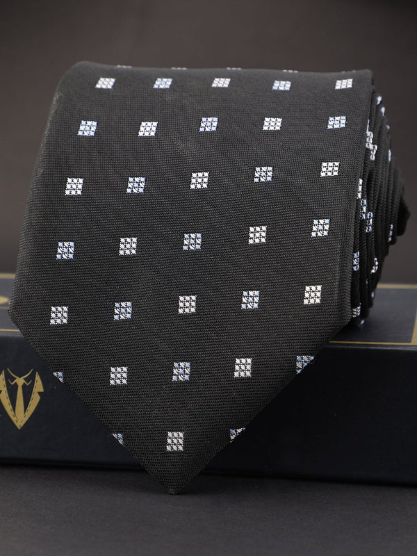 Black Geometric Broad Necktie - TOSSIDO