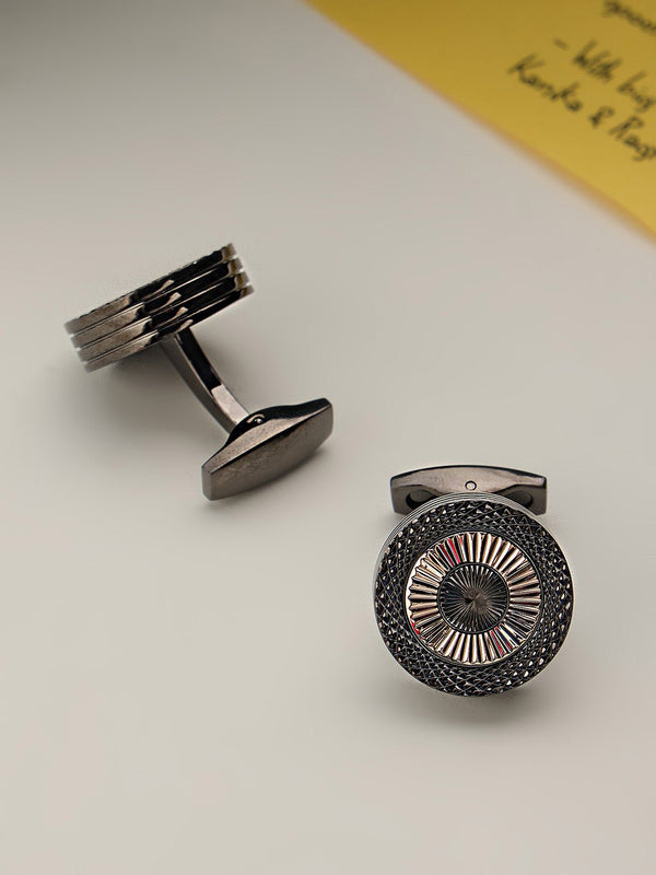 Black Geometric Cufflinks - TOSSIDO