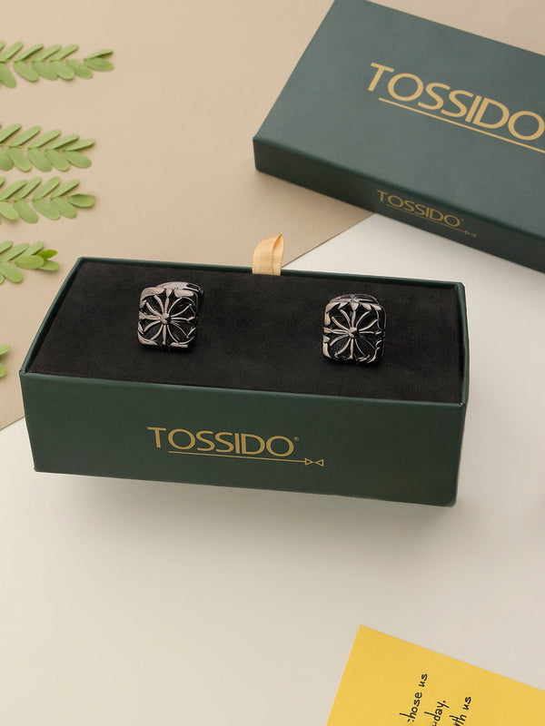 Black Geometric Cufflinks - TOSSIDO