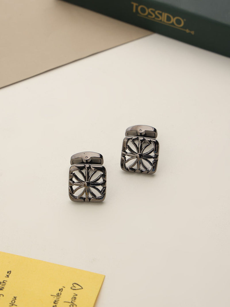 Black Geometric Cufflinks - TOSSIDO