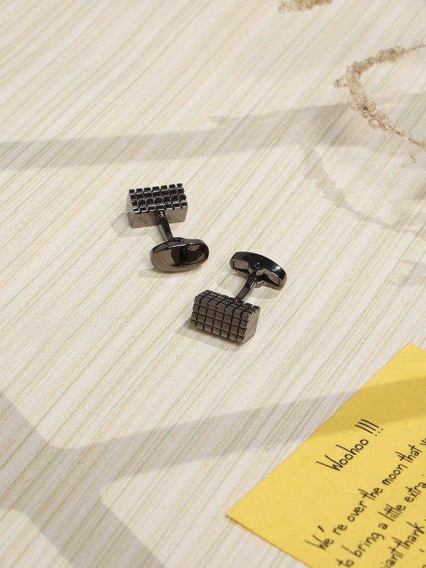 Black Geometric Cufflinks - TOSSIDO