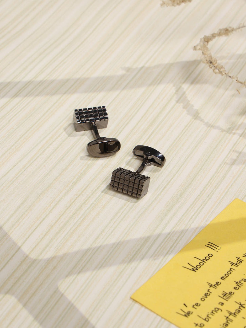 Black Geometric Cufflinks - TOSSIDO