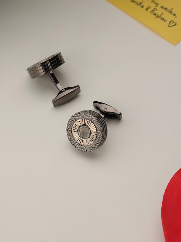 Black Geometric Cufflinks - TOSSIDO