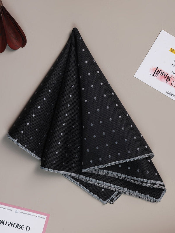 Black Geometric Jacquard Pocket Square - TOSSIDO