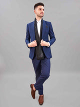 Black Geometric Reversible Stole & Pocket Square Set - TOSSIDO