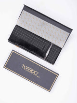 Black Geometric Reversible Stole & Pocket Square Set - TOSSIDO