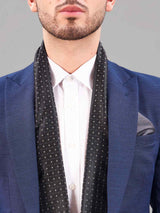 Black Geometric Reversible Stole & Pocket Square Set - TOSSIDO