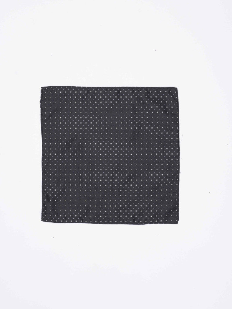 Black Geometric Reversible Stole & Pocket Square Set - TOSSIDO