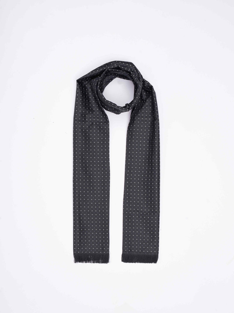 Black Geometric Reversible Stole & Pocket Square Set - TOSSIDO