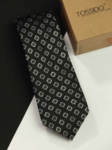 Black Geometric Silk Necktie - TOSSIDO