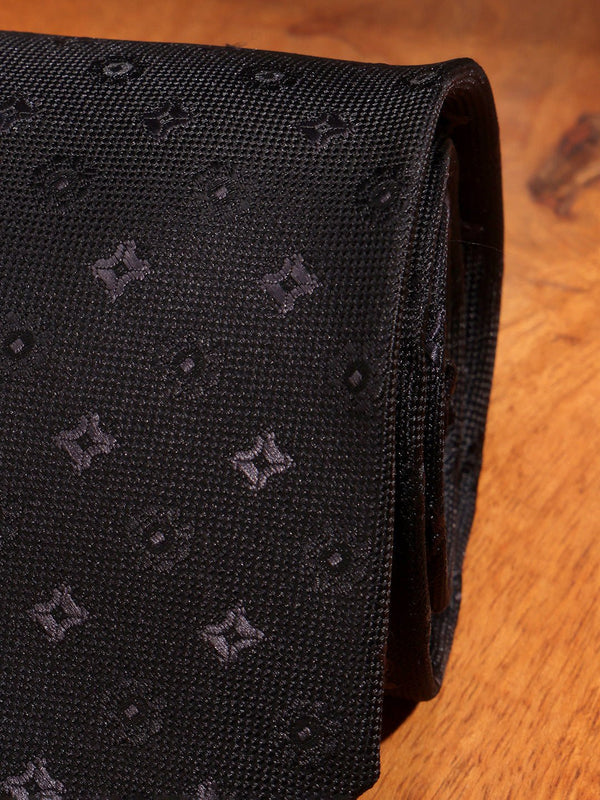 Black Geometric Woven Necktie - TOSSIDO