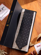 Black Geometric Woven Necktie - TOSSIDO