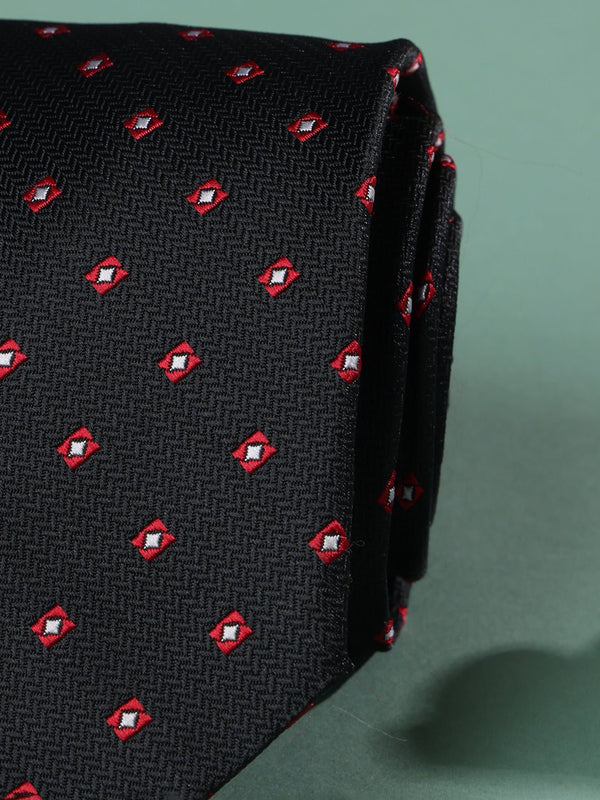 Black Geometric Woven Necktie - TOSSIDO
