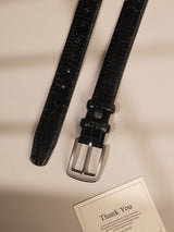 Black Glossy Crocodile Leather Belt