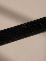 Black Glossy Crocodile Leather Belt