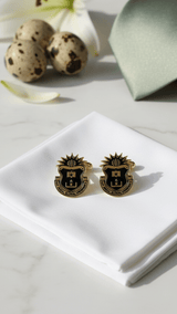 Black & Gold Logo Crest Cufflinks - TOSSIDO