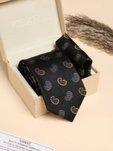 Black & Gold Paisley Performance Silk™ Necktie & Pocket Square Gift Set - TOSSIDO