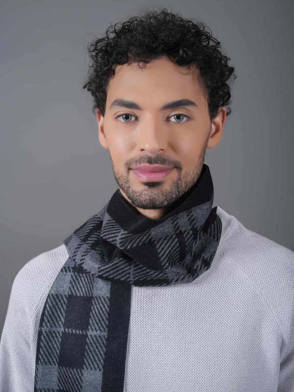 Black & Grey Check Muffler - TOSSIDO