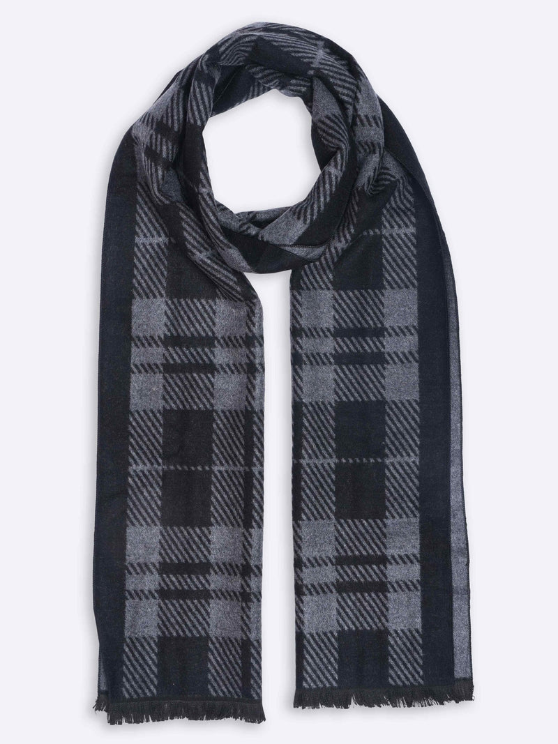 Black & Grey Check Muffler - TOSSIDO