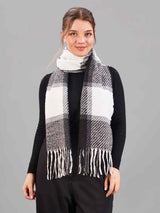 Black & Grey Check Woolen Muffler - TOSSIDO