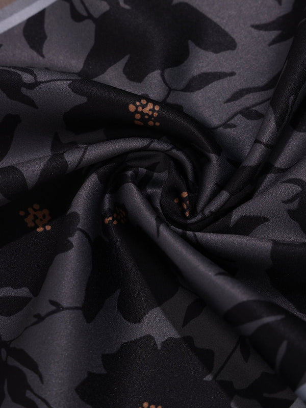 Black & Grey Floral Pocket Square - TOSSIDO