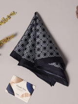 Black & Grey Geometric Silk Pocket Square - TOSSIDO
