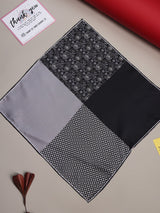 Black & Grey Multipattern Silk Pocket Square - TOSSIDO