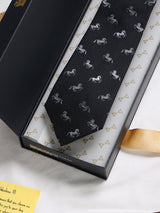 Black Horse Woven Silk Necktie - TOSSIDO