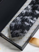 Black Horse Woven Silk Necktie - TOSSIDO